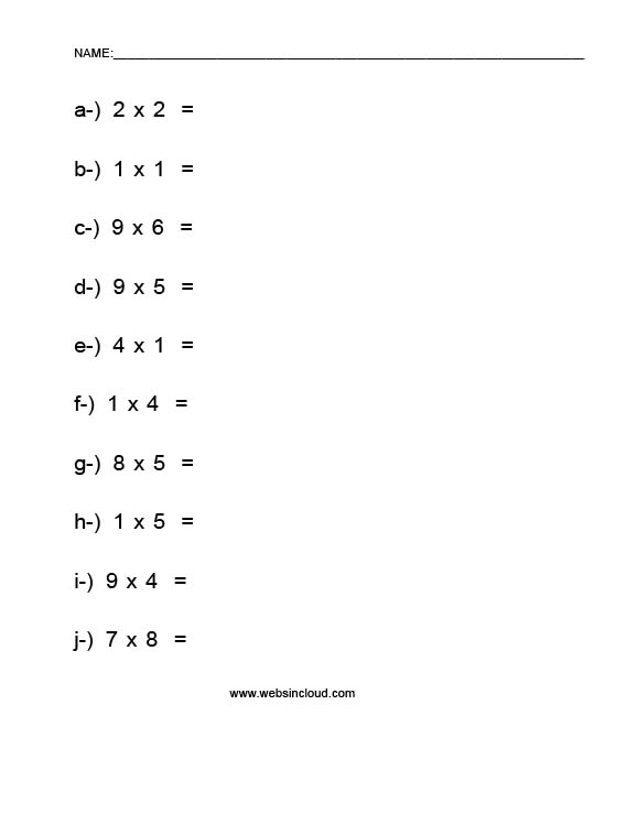 worksheet for kids multiplication easy 10