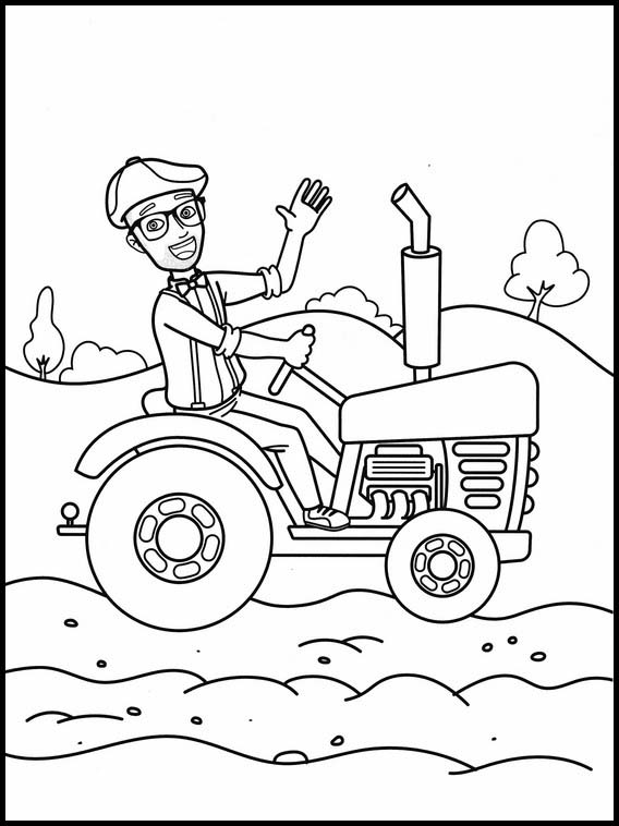 blippi and train coloring page