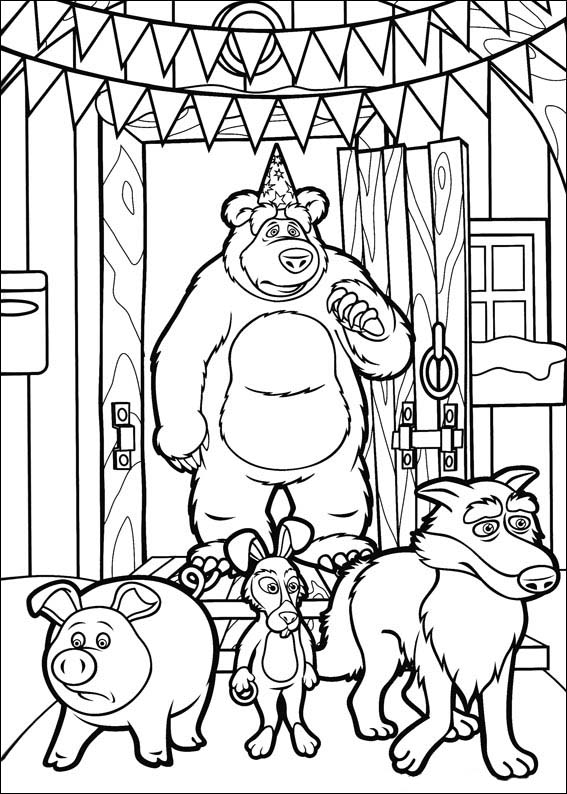 Download Masha and the Bear Coloring Pages 1